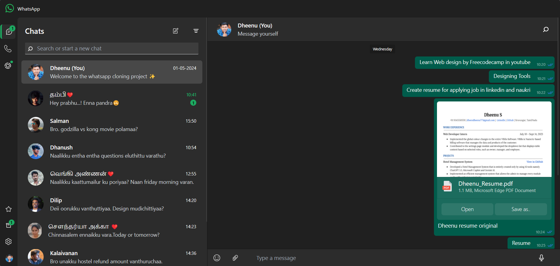 WhatsApp Desktop Clone